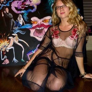 Sheer Dress with Roses